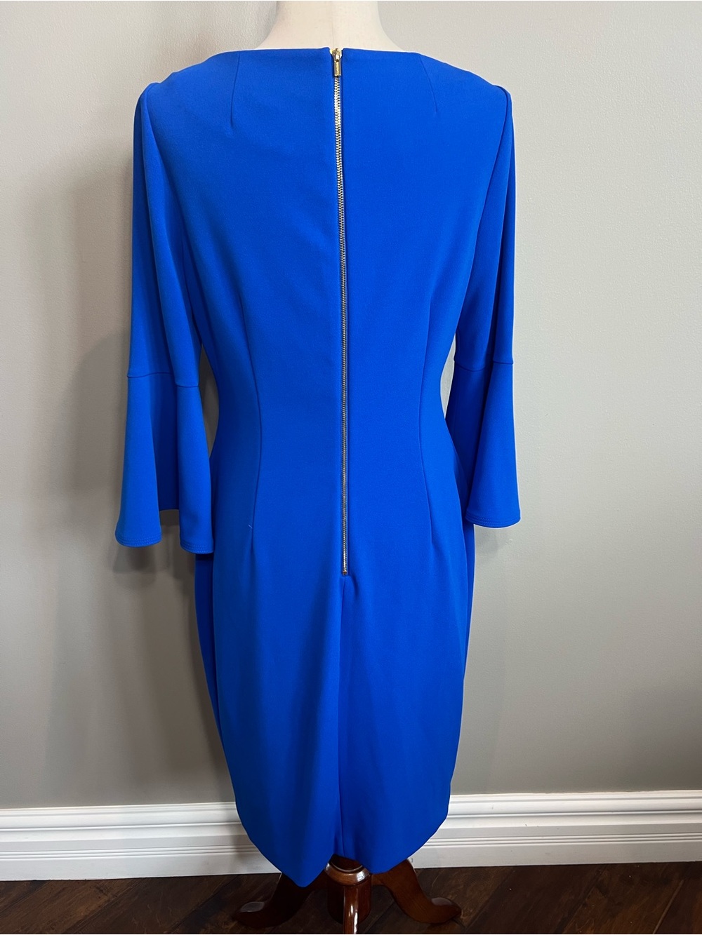 Calvin Klein Royal Blue Bell-Sleeve Sheath Dress - Picture 2 of 6
